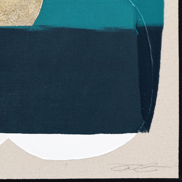 Textile Eternal Sunsets: Golden Jade - Original Gold Leaf Landscape Mixed Media Painting on Canvas For Sale - Image 7 of 9