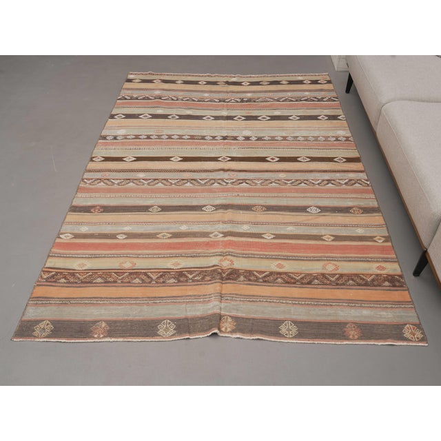 Islamic 1970s Vintage Handmade Wool Cotton Beige Area Rug For Sale - Image 3 of 11