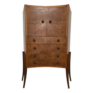 Art Deco Curved Burl Cabinet, 1930s For Sale