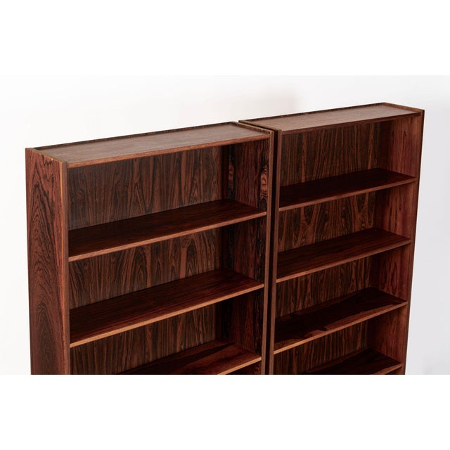 Pair of Mid Century Scandinavian Modern Tall Rosewood Bookcases For Sale - Image 14 of 18