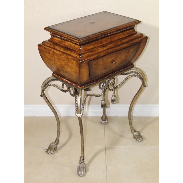 Maitland - Smith 1980s Maitland Smith Vintage Gilt Steel Rope Vanity Table - French Style With Tassel End Legs and Lift-Top Storage For Sale - Image 4 of 12