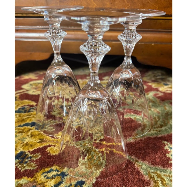 Mid 20th Century Duncan & Miller Willow Crystal Wine Glasses – Starter Set of 3, Elegant Etched Stemware For Sale - Image 10 of 10