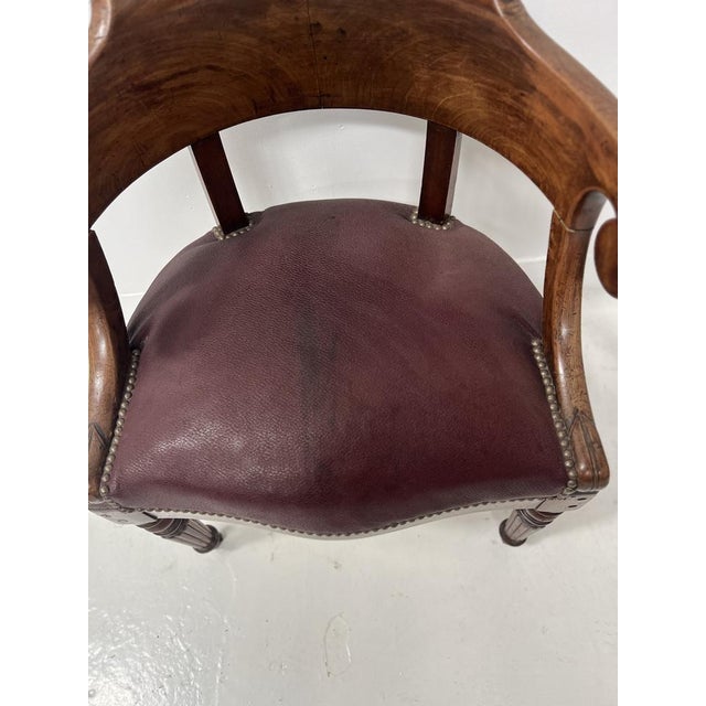 Empire Style Desk Chair in Mahogany and Veneer, 19th Century For Sale - Image 9 of 12