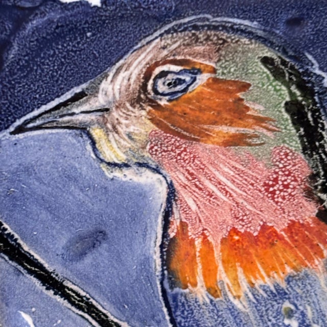Ceramic Vintage Hand Painted Studio Pottery Decorative Tile For Sale - Image 7 of 12