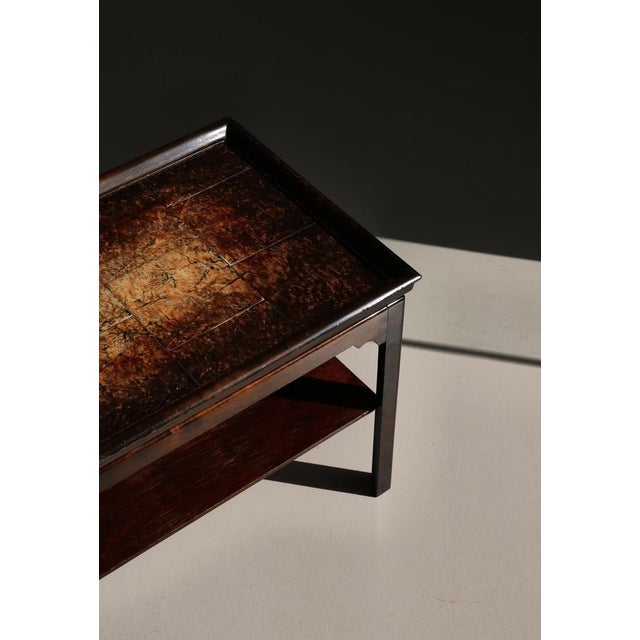 Danish Art Deco Side Table in Stained Birch & Ceramic Tiles, 1937 For Sale - Image 3 of 14