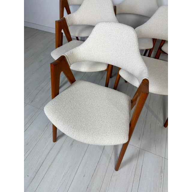 Beige Danish Compass Dining Chairs in Teak by Kai Kristiansen for Sva Møbler, 1950s, Set of 6 For Sale - Image 8 of 11