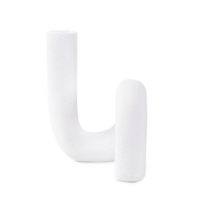 2020s White Abstract Curved Tube Vase Tall For Sale - Image 5 of 11