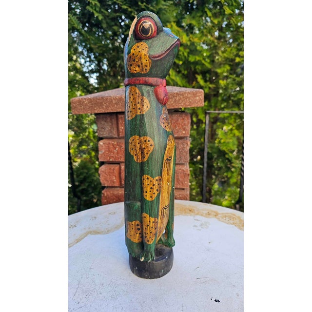 Vintage Wooden African Carved Frog Figurine, 1970s For Sale - Image 3 of 8