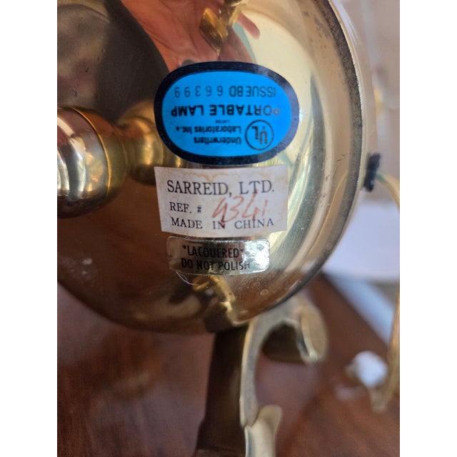 Late 20th Century Sarreid Brass Bouillotte Style Lamp For Sale - Image 9 of 13