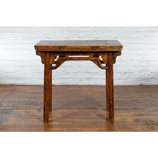 Mid 19th Century Chinese Qing Dynasty Ming Style Distressed Patina Elmwood Wine Table For Sale - Image 11 of 13