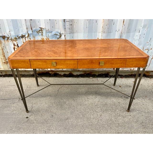 Late 20th Century Vintage Late 20th Century Inlaid Writing Desk by Hickory & White Furniture. For Sale - Image 5 of 18