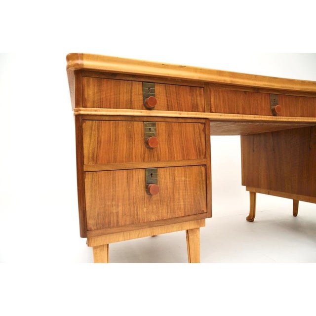 Vintage Walnut Pedestal Desk from Laszlo Hoenig, 1950s For Sale - Image 10 of 14
