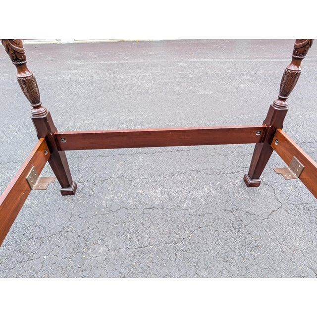 Vintage Councill Furniture Georgian Style Rice Carved Mahogany Queen Size Poster Bedframe For Sale In Washington DC - Image 6 of 9
