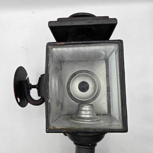 Late 19th Century Antique c.1890s Carriage Buggy Spring Candle Side Lamp W/ Red Lens For Sale - Image 5 of 9