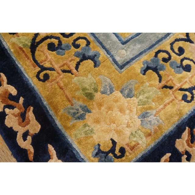 Vintage 1980s Floral Modern Oriental Chinese Silk Carpet 4'1'' X 6'2" Small Rug For Sale - Image 11 of 11