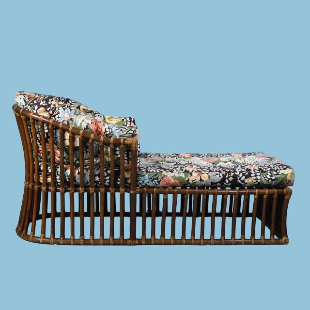 Coastal Late 20th Century Rattan and Cane Wrapped Chaise Lounge For Sale - Image 3 of 4
