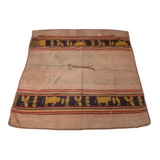 Early 20th Century Andean Handwoven Poncho Textile Art With Figural Motifs For Sale