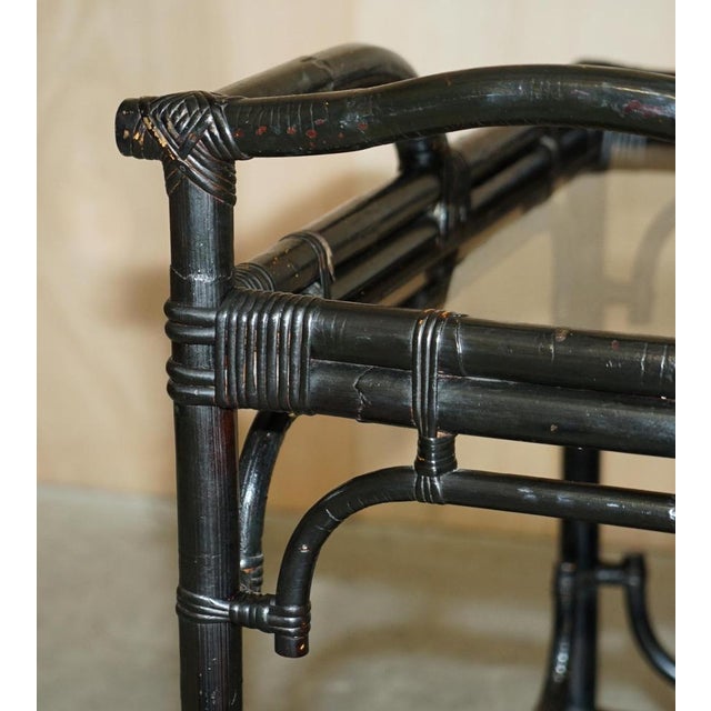 Mid-Century Chinese Modern Ebonised Serving Trolley with Bamboo Frame For Sale - Image 16 of 18