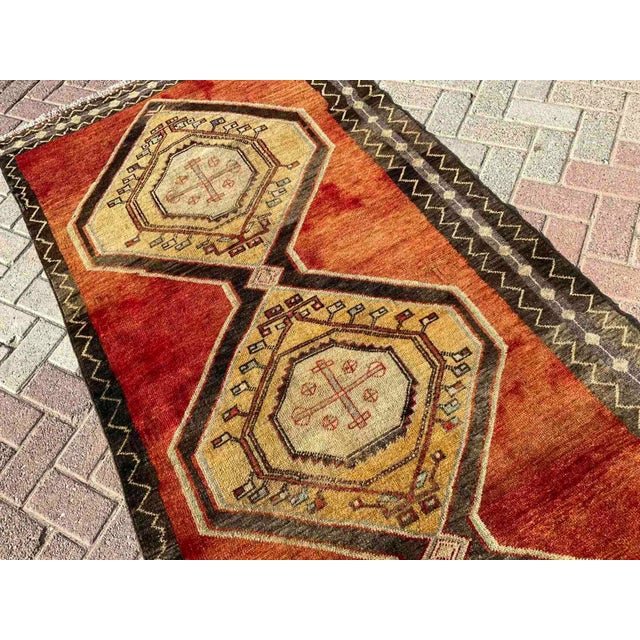 1960s Geometric Design Turkish Handmade Runner Rug - 44" X 125" For Sale - Image 5 of 10