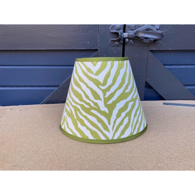 Contemporary Handmade Green Zebra Print Lampshade For Sale - Image 4 of 4