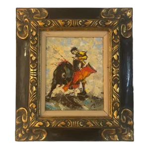 Oil on Canvas on Board Framed Sighed 20th Century Toreador