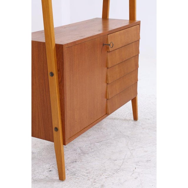 Mid-Century Teak Bookshelf with 5 Drawers and Door For Sale - Image 13 of 18