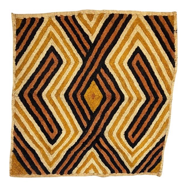 Kuba Vintage Grass Raffia Tribal Textile Fabric For Sale