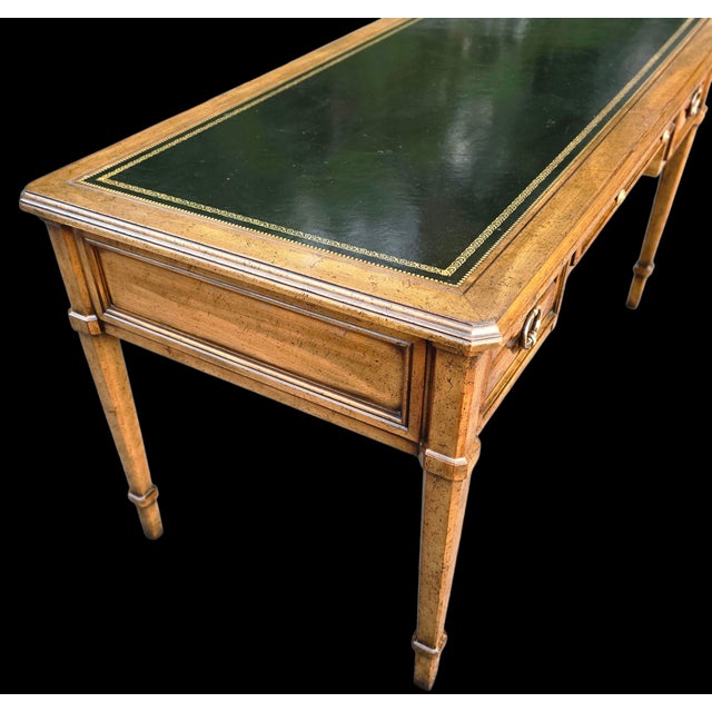 Wood Vintage Hollywood Regency Sligh Lowry Leather Top Writing Desk For Sale - Image 7 of 14