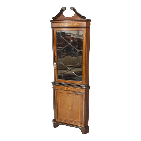 Inlaid Mahogany Corner Cabinet For Sale
