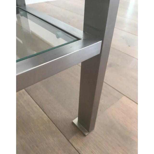 Brushed Steel Coffee Table with Small Glass on Each Side For Sale - Image 9 of 13