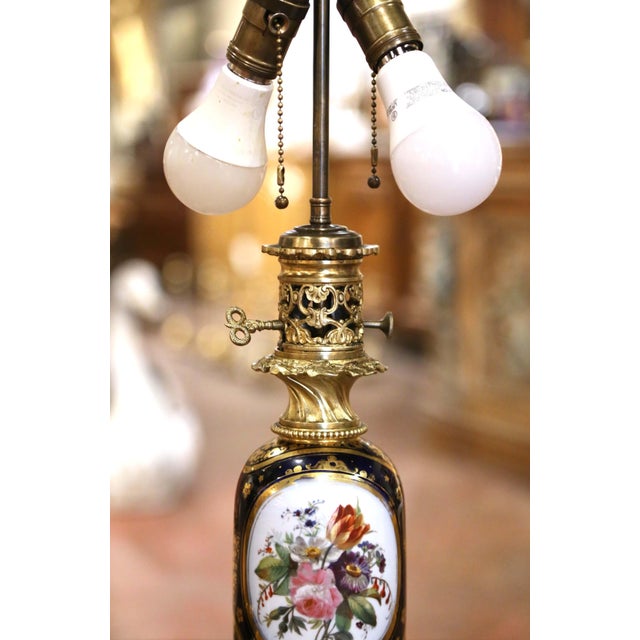 Ceramic 19th Century French Napoleon III Sèvres Porcelain Two-Light Lamps - a Pair For Sale - Image 7 of 10
