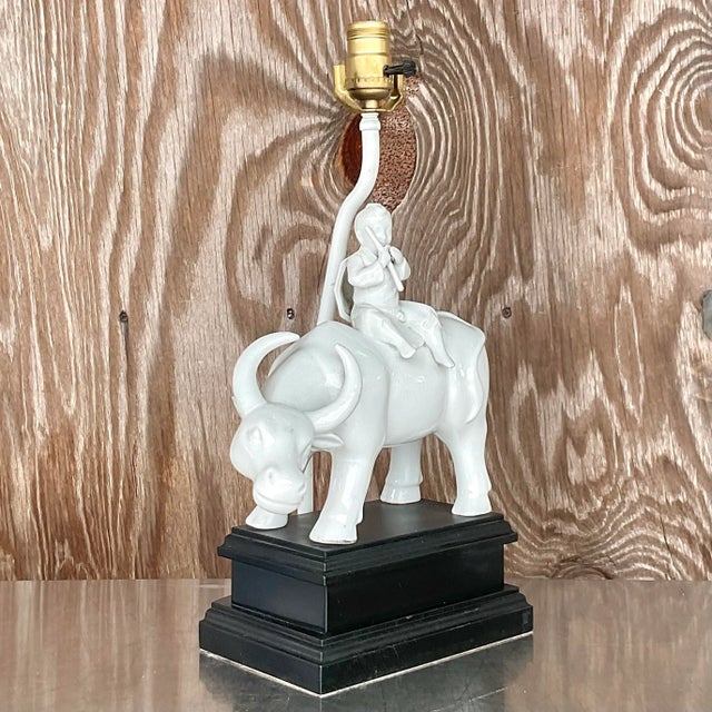 Vintage Asian Blanc De Chine Table Lamp For Sale In West Palm - Image 6 of 8