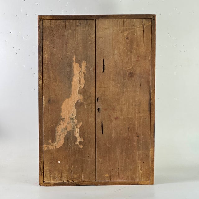 Gorgeous Antique Primitive Glass Front Wooden Painted Cabinet Cupboard For Sale - Image 16 of 16