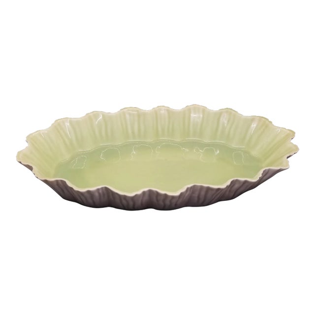 Midcentury Vintage Ceramic Dish, Celadon Green For Sale