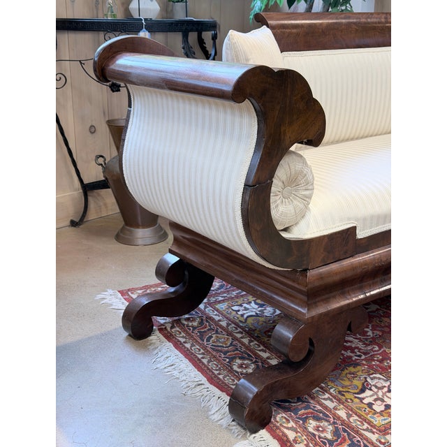 Circa 1830 American Empire Flame Mahogany Scroll Arm Sofa For Sale In New York - Image 6 of 11