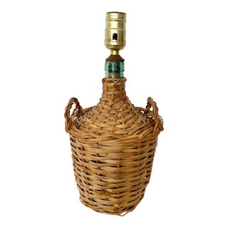 Vintage Wicker Wrapped Demi-John Bottle Lamp For Sale