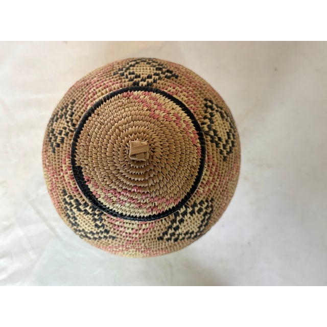 Mid 20th Century African Zulu Woven Basket With Lid For Sale In Chicago - Image 6 of 8