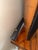 American Vintage Satin Black & Oak Vanity With Tri-Fold Mirror | Refinished Makeup Vanity Desk For Sale - Image 3 of 11