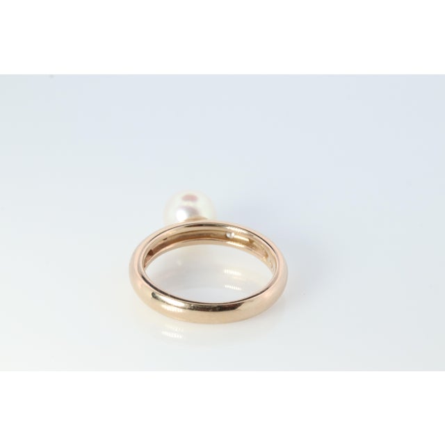 1990s Genuine 18k 750 Solitaire Akoya Pearl and Diamond Bezel Set ...