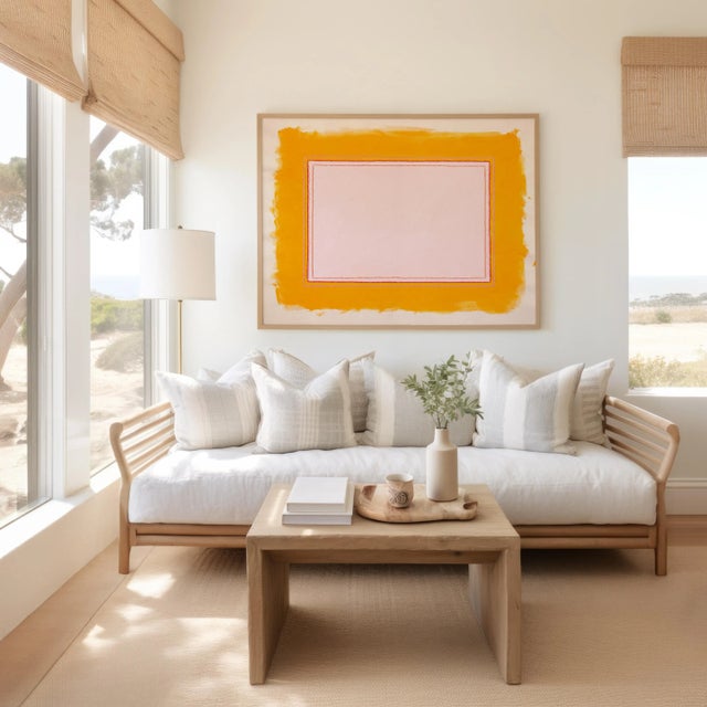 'Pale Pink/Marigold' Abstract Color Field Art Print by Emily Keating Snyder Print itself is 30 x 38 in. and framed in a...