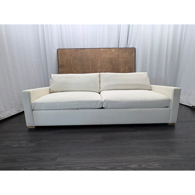 Rh Belgian Track Arm 2-Cushion Sofa – 8' Luxe Depth Natural Performance Linen Weave | Down-Feather Fill For Sale - Image 16 of 18