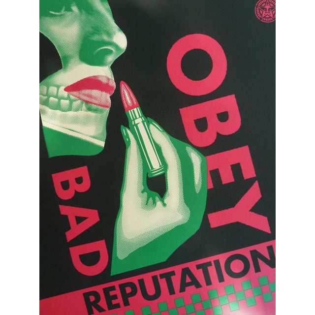 Shepard fairey aka obey giant (1970) bad reputation (black edition) original color screen print signed and dated 2019 in...