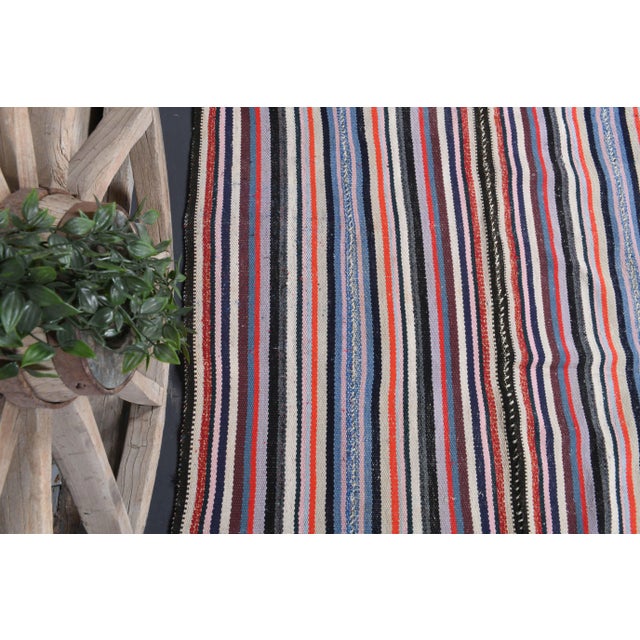 1970s Vintage Turkish Hand-Knotted Wool Cotton Pink Kilim Area Rug For Sale - Image 5 of 10