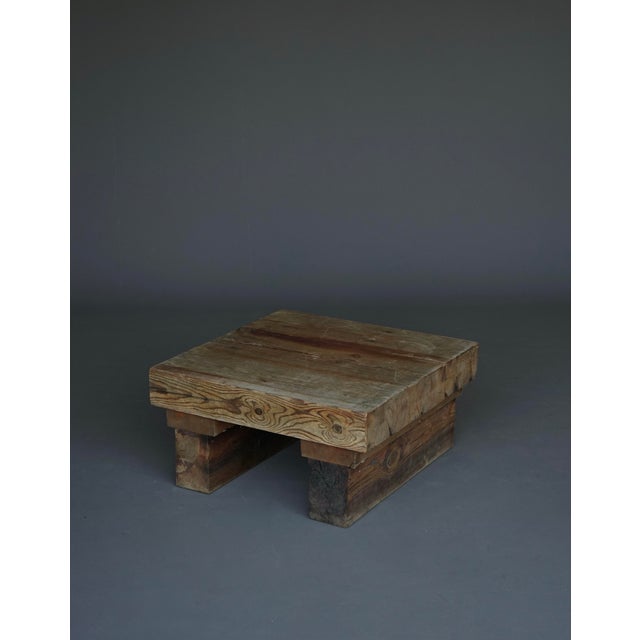 Small Brutalist Pine Coffee Table, 1970s For Sale - Image 9 of 16