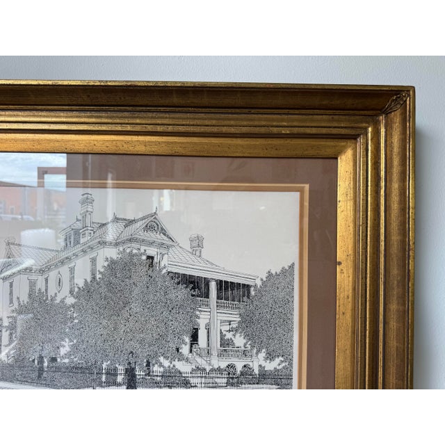 1970s 1975 Ed Jader “The John H. Robinson Home – Austin, Texas 1888” Limited Edition Architectural Print, 18/50, Framed For Sale - Image 5 of 12