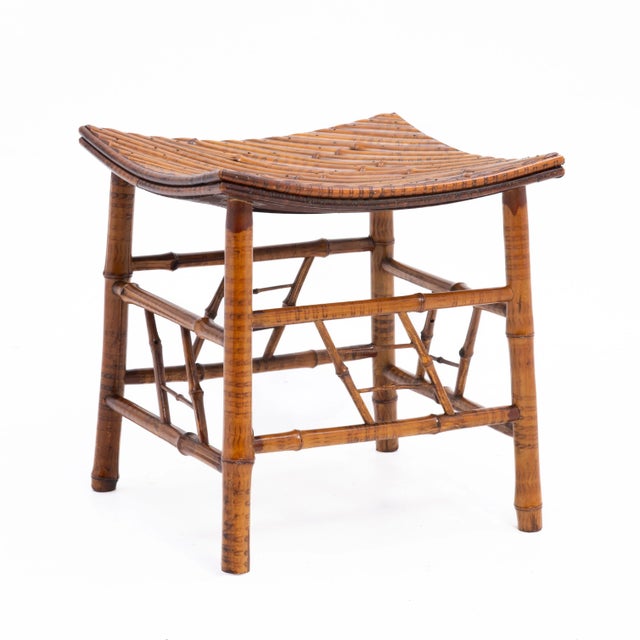 Ornamental & Decorative Materials French Egyptian Revival Bamboo Faux Painted Thebes Stool 1930s For Sale - Image 7 of 12