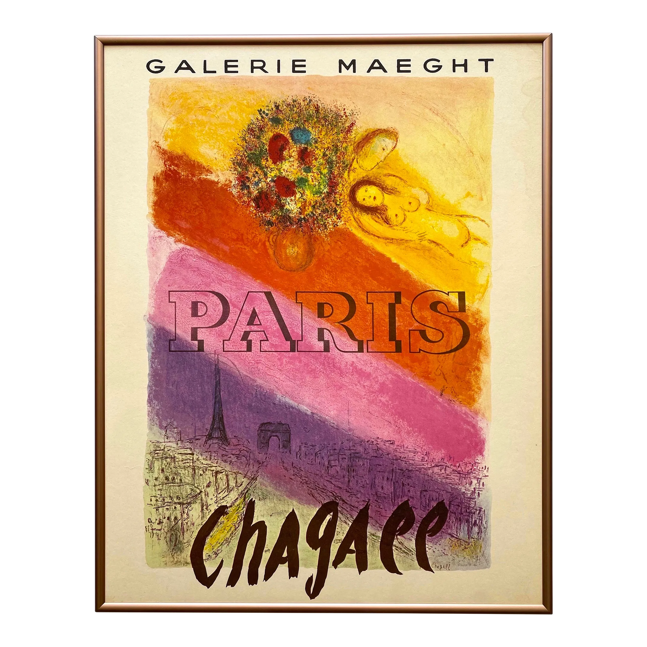 Marc Chagall リトグラフ PARIS　ポスター Marc Chagall Vintage 1960 Mid Century Modernist Lithograph Print