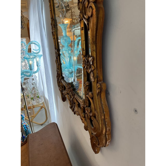 Vintage Hand Craved Italian Gilt Wood Mirror For Sale - Image 9 of 11