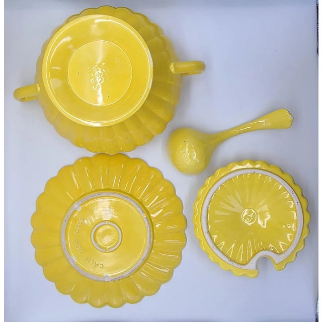 新品 英国製 【California 】Soup Dish 4枚 Mid Century California Pottery Vibrant Yellow Soup Tureen