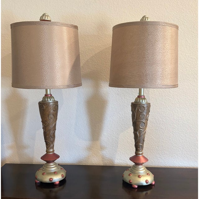 A Pair (2) of Absolutely Whimsical, Charming 30" Table Lamps For Sale - Image 13 of 13